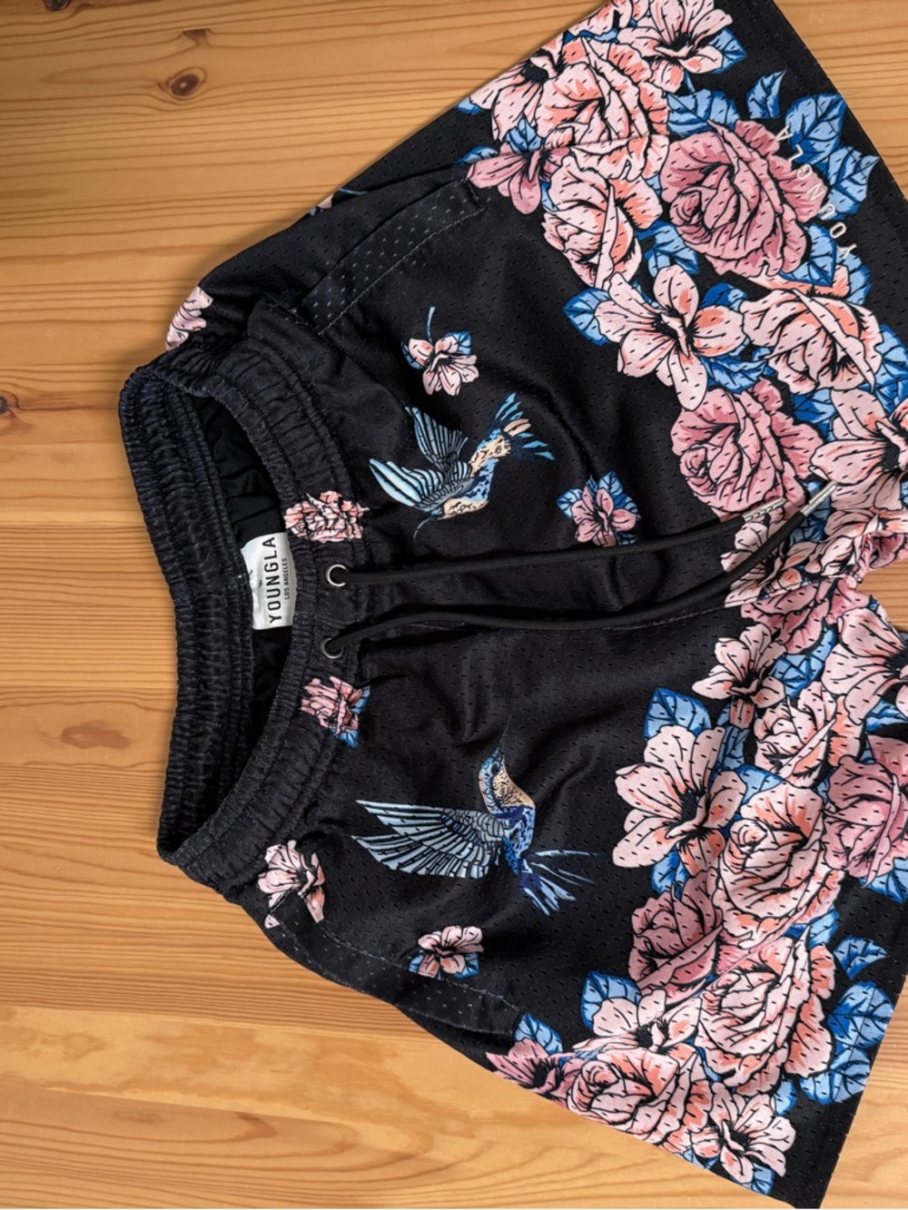 YOUNGLA Floral Pink & Blue Athletic Shorts